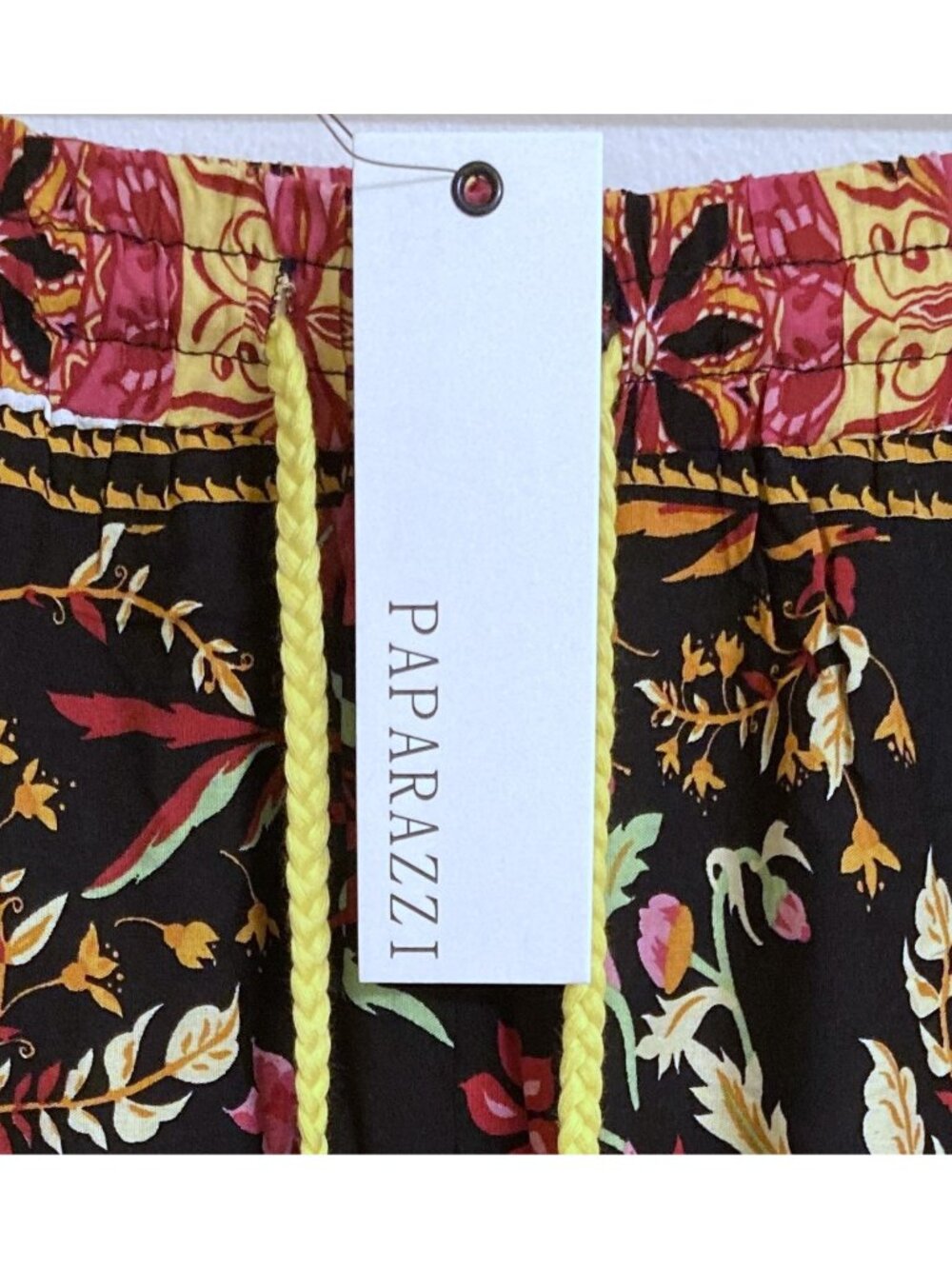 Paparazzi Black Pink Floral Bohemian Silky Viscose Wide Leg Pants Size XL NWT - Picture 3 of 6
